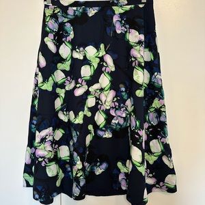 Banana Republic Navy Floral Midi Skirt